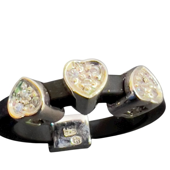 Estate Sterling Silver Sliding Heart Charm Ring Black Uncleaned & Unresearched - Picture 6 of 16